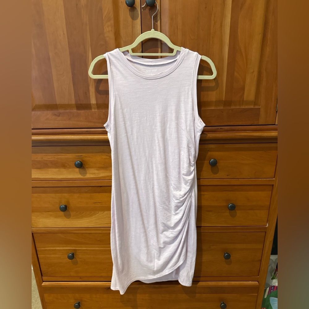 💜 Nine West Fitted Sleeveless Ruched Dress – Light Lavender (Size L)